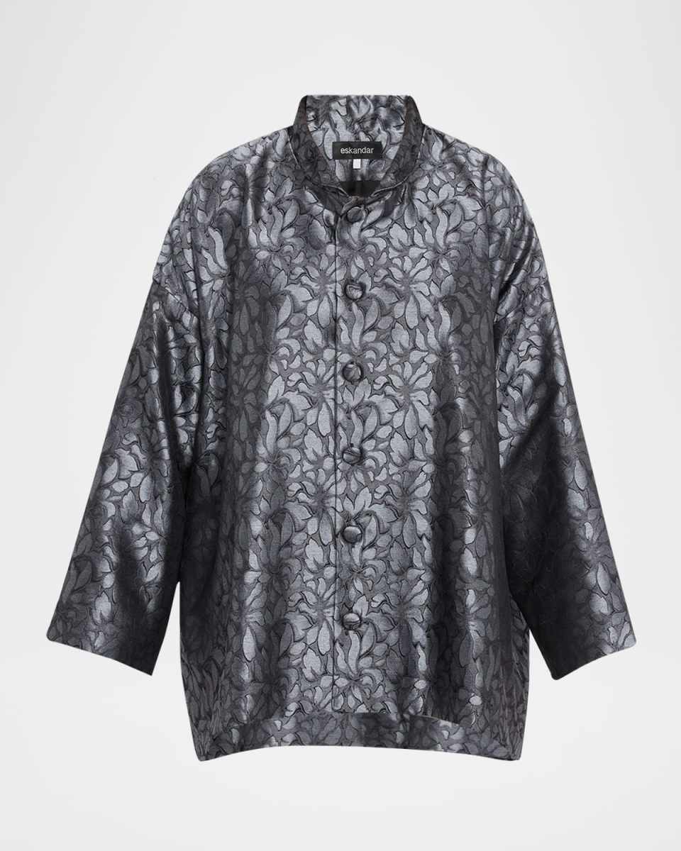 Wide A-Line Jacket With Chinese Collar (Long Length)